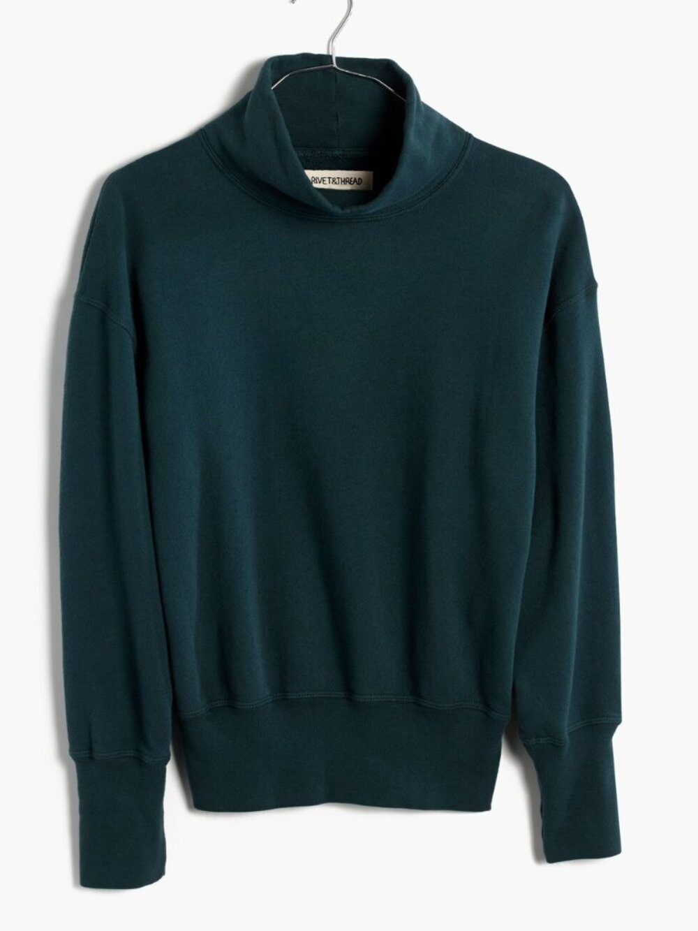 Madewell Rivet & Thread LA Turtleneck Sweatshirt: Garment-Dyed - Steel Green